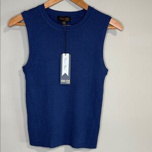 Truth ribbed knit sleepless tank top crew neck French blue